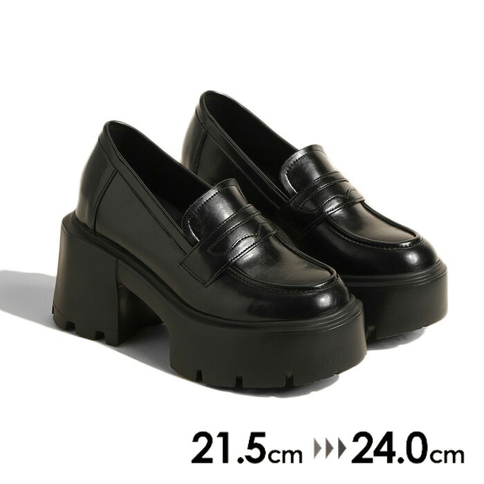新入荷！ローファー コインローファー Uチップ 太ヒール 学生 卒業式 入学式 女子 高校生 中高生 シューズ 厚底 黒 レディース 春 秋 靴 シューズ フォーマル 通勤 通学 ジュニア ビジネス