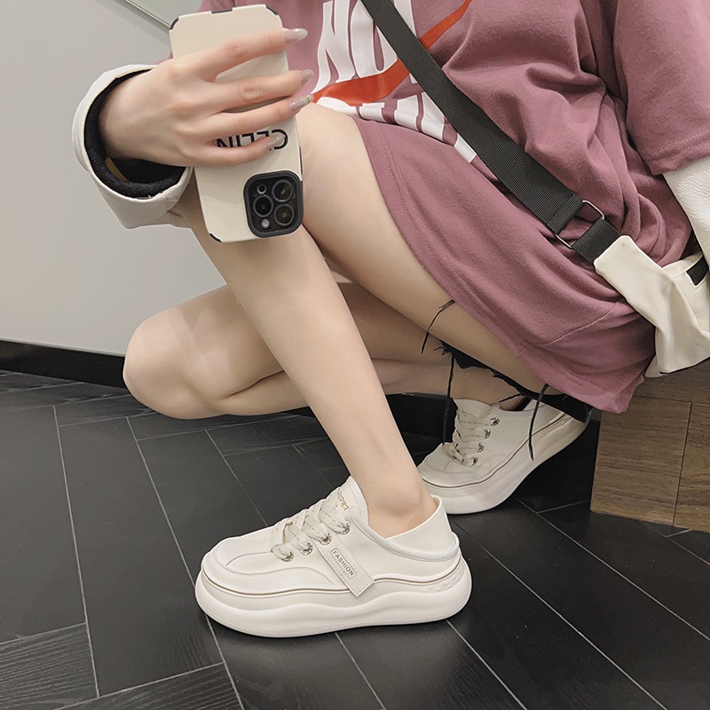 2025年春新作オールマッチ厚底ツーウェアカジュアルスポーツシューズニッチデザインホワイトシューズレディース