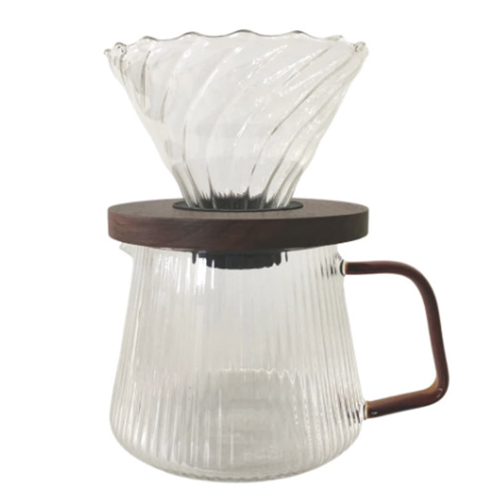Pleats Wood Hand Drip Coffee Maker Set
