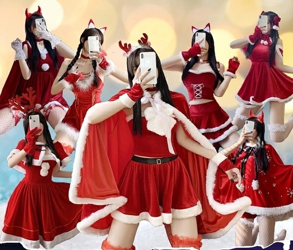 【106】超低.価.格!サンタ トナカイ コスプレ クリスマス豪華衣装 セット サンタクロース セクシー セクシーサンタ ロンパース サンタコス コス コスチューム サンタコスチューム レディース