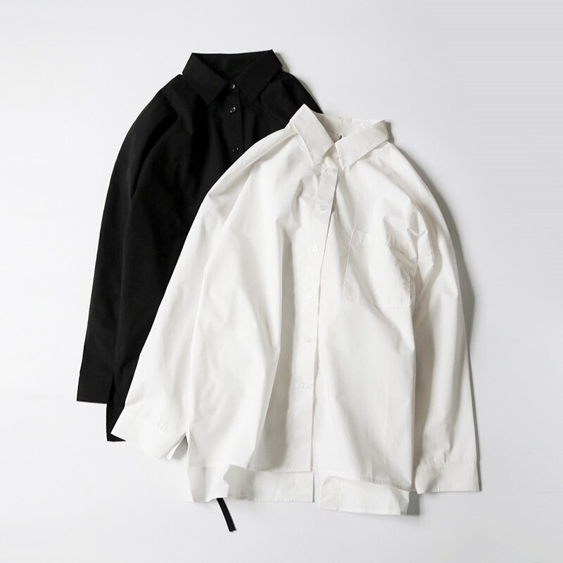 ２色 トップス ブラウス プルオーバー レディース 春夏 きれいめ 長袖 オーバーサイズ ボリューム袖 ドロップショルダー Vネック 襟付き BIGシルエット 裾イン バックリボン バックシャン 色展