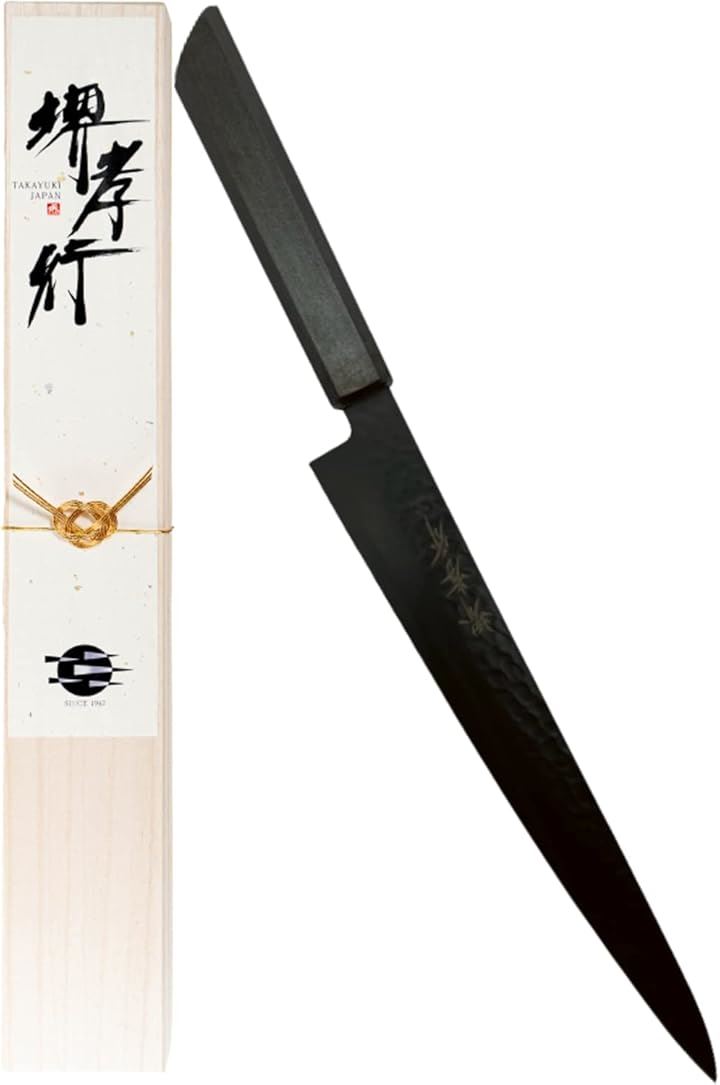 堺孝行 プロの料理人が愛用する包丁ブランド 朗黒 筋引き 240mm V金10号 vg10 青木刃物製作所 型番r24004