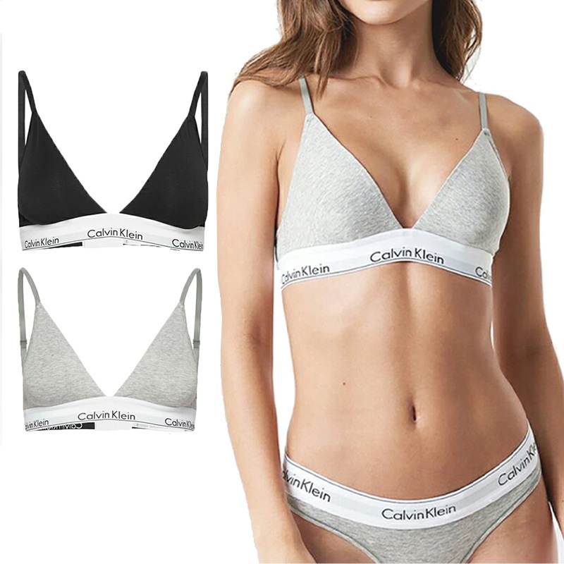 レディース ブラ 下着 コットン インナー カップ付き ブラック グレー アンダーウエア ブラトップ CK スポーツブラ 女性 レディース 小さいサイズ 大きいサイズ qf5650