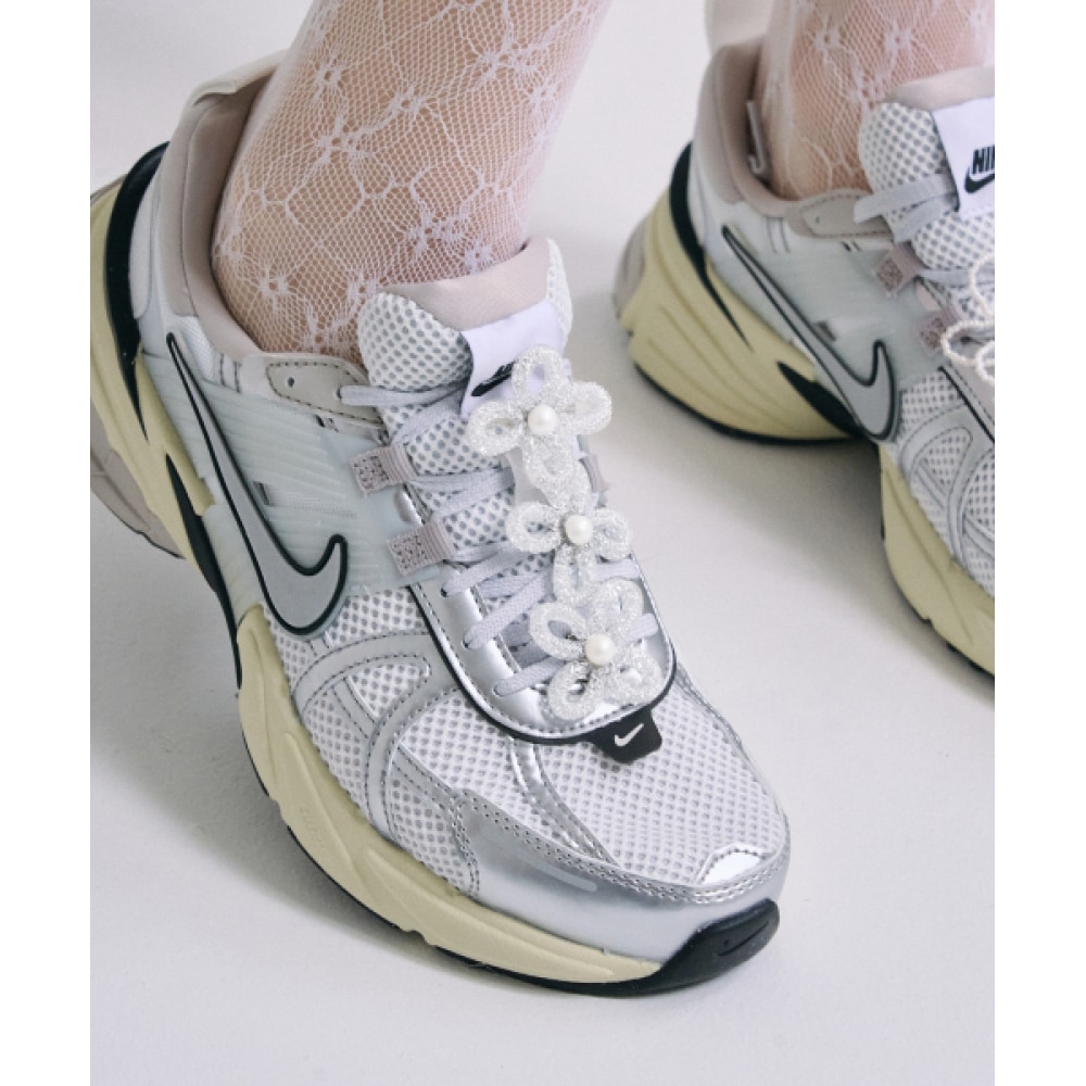 HAS HSU029 シルバーグリッターフラワーシューズチャーム