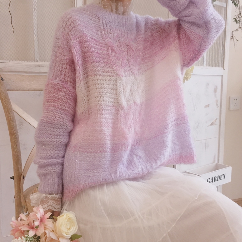 ニット レディース フローラルニット セーター オーバーニット プルオーバー トップス 5,681円