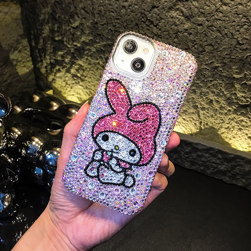 ハンドメイド iPhoneケース マイメロディ キラキラのラインストーン iPhone16/15/14/13/12/11ケース Plus Pro Max デコ電ケース
