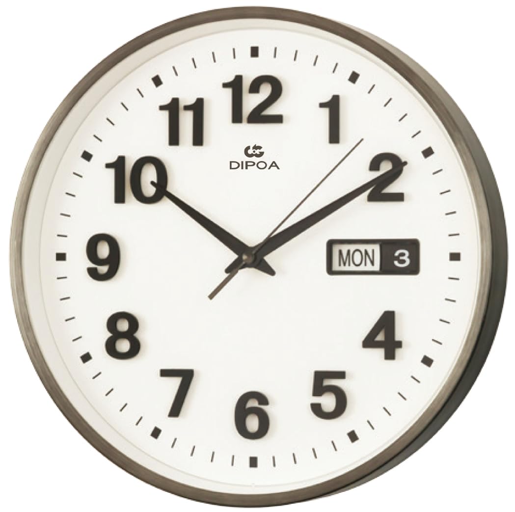 掛け時計 デイデイト 掛け時計 リビング 欧州 ドイツ カレンダー 日付 曜日 WF301 おしゃれ 壁掛け時計 静音 直径30cm (グレー)