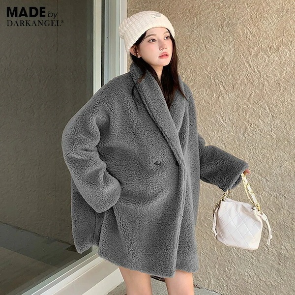 Qoo10 ダークエンジェル 高見えテディベアコート 無地 ミドル ボ