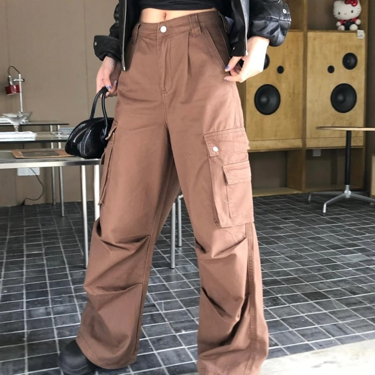 2024 秋冬パンツ ロング丈 ワイド サイドポケット ストレート ハイウエスト 美脚効果 脚長効果 細見え 秋 黒 白 茶色 おしゃれ かわいい 韓国ファッション レディース お出かけ安い