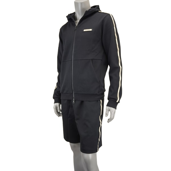 EA7 EMPORIO ARMANI イーエーセブン エンポリオ・アルマーニ テープロゴ ジップパーカー×ショートパンツ 上下セット/セットアップ /リゾートウェア/7M001480×7M00148