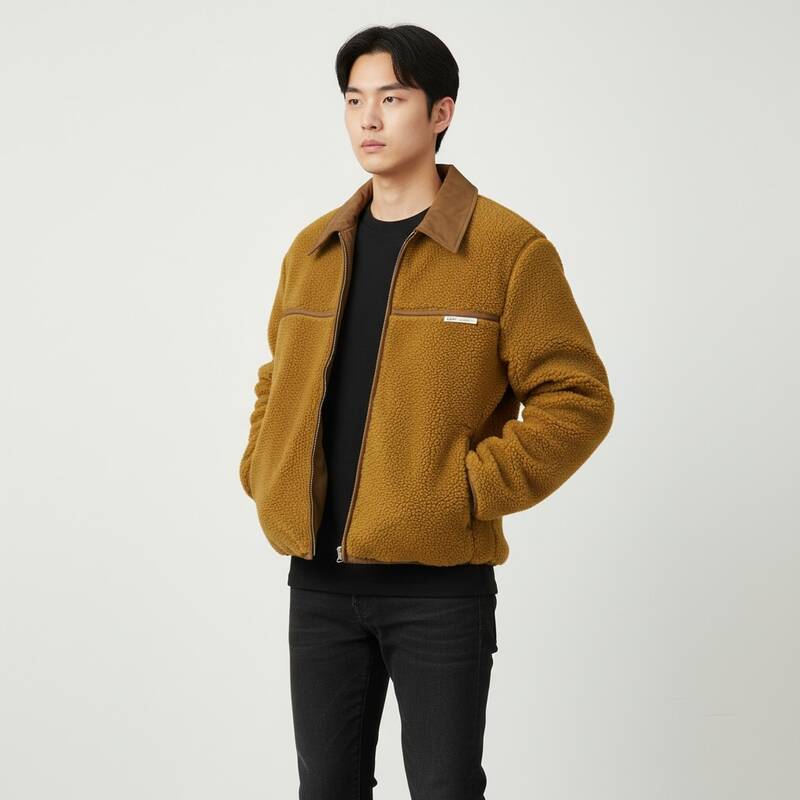 アミ パッチロゴ ウール混紡フリース メンズジャケット HJK856 PL0040 374