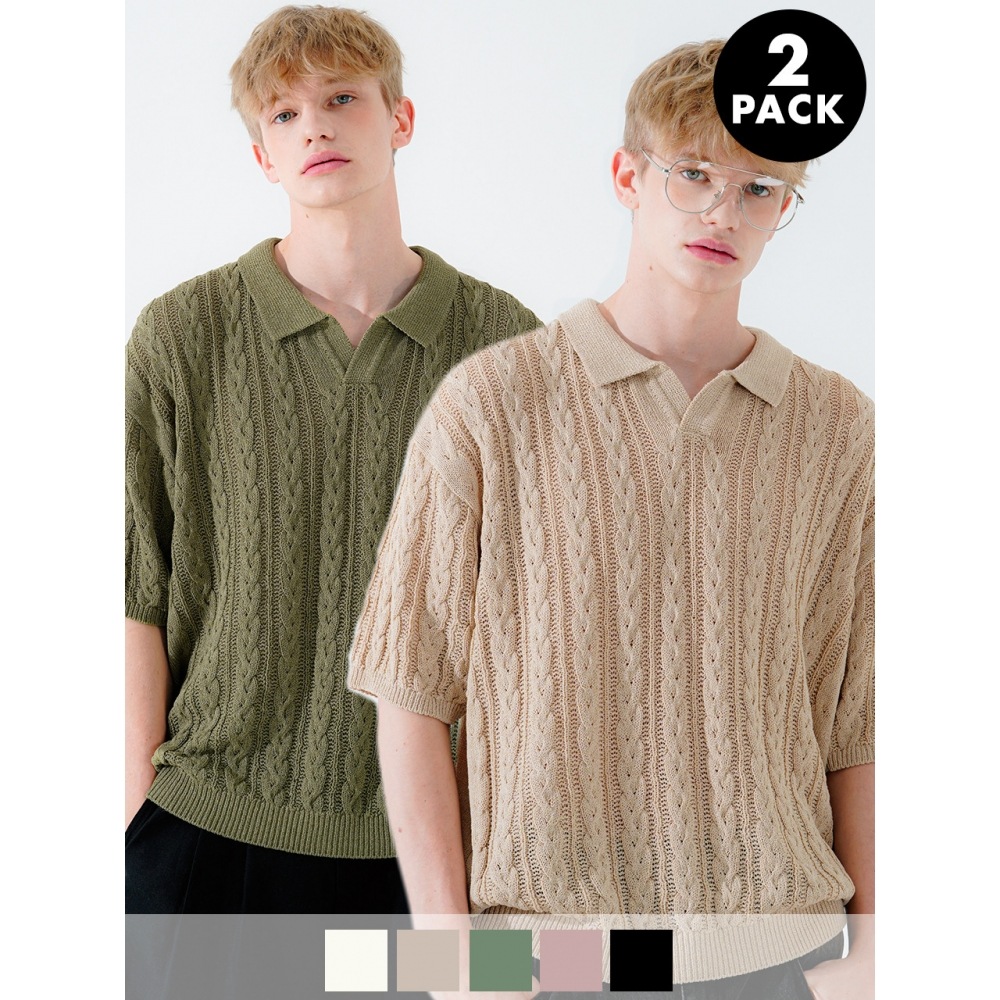 WV PROJECTスカッシュオープンカラープレッシャーニット2PACK JJKN7668