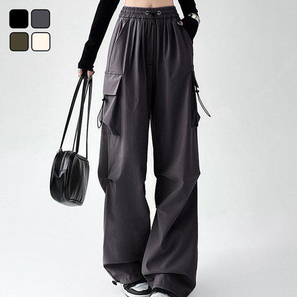 女性カジュアルカーゴストリングバンディングワイドパンツDHTW-PTA-SN3652891