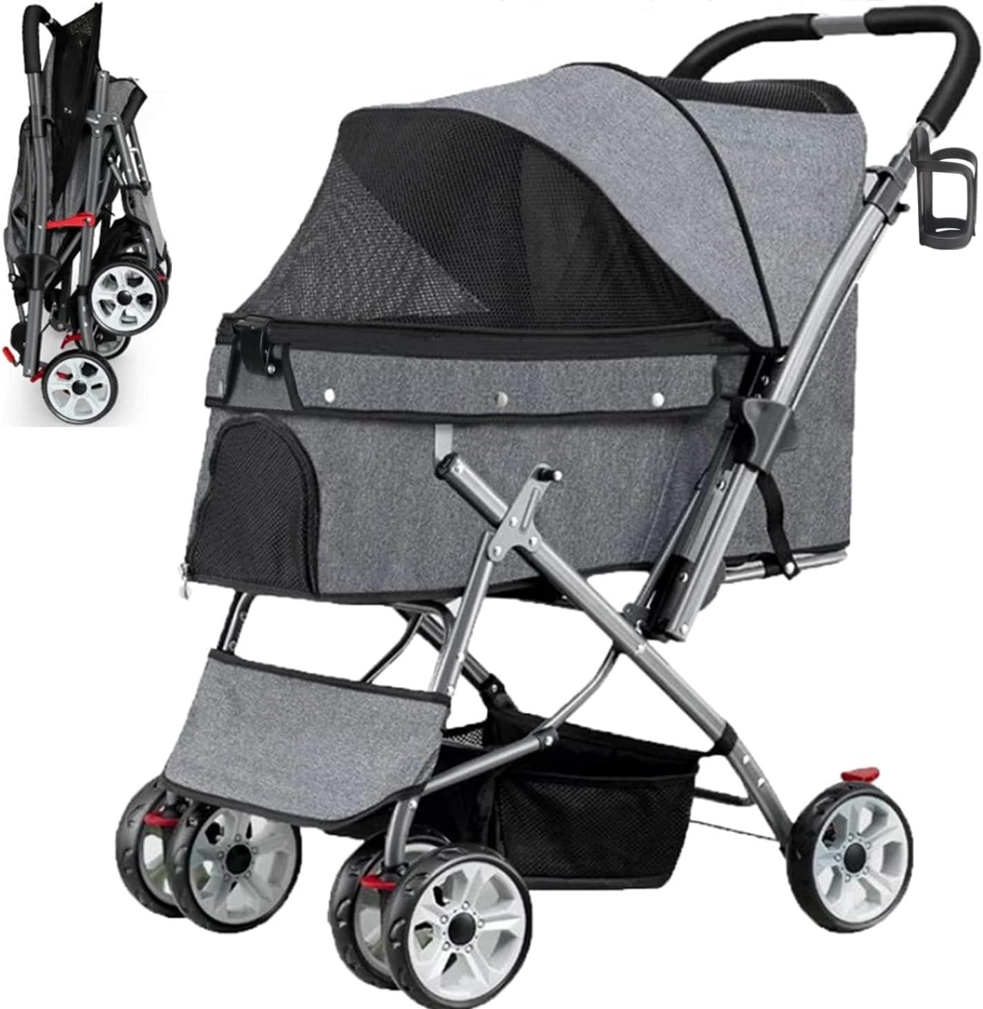 ペットカート 犬用 キャリーカート 4輪カート 軽量 安全装置付き ペットバギー 老犬 介護用 折りたたみ式 多頭用 中型犬 大型犬 多頭中小型犬 2匹 犬用 猫用 ドッグカート 散歩/外出便利 耐荷