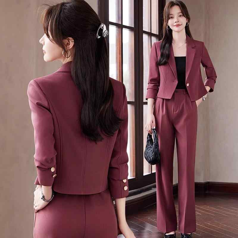 レディース スーツ ジャケット パンツ セットアップ おしゃれ ファッション ショート 春秋 赤 大きいサイズ オフィス カジュアル モダン シンプル エレガント 7,697円