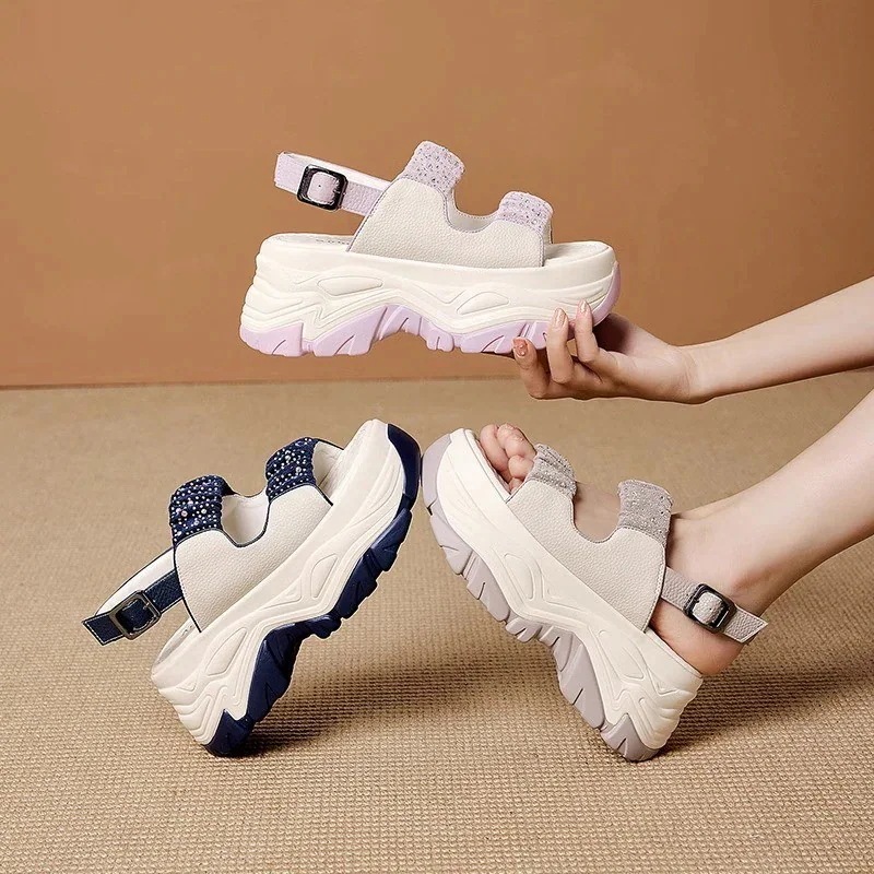 ビーチサンダル 夏 厚底サンダル 7.5cm 今っぽ!ストラップ サンダル スポーツサンダル 厚底靴松糕靴 運動 カジュアル 美脚 快適 サンダル レディース 厚底シューズ 疲れない