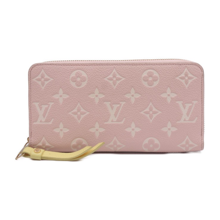美品 LOUIS VUITTON ルイ ヴィトン 長財布 M81279 ジッピーウォレット モノグラムアンプラント レザー ピンク × ベージュ × イエロー × ホワイト ゴールド金具 ラウンドファ