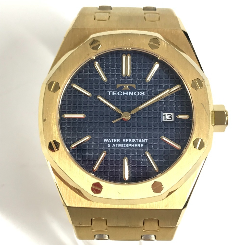 TECHNOS テクノス 腕時計 T9539 ロゴ メンズウォッチ 時計 SS ゴールド