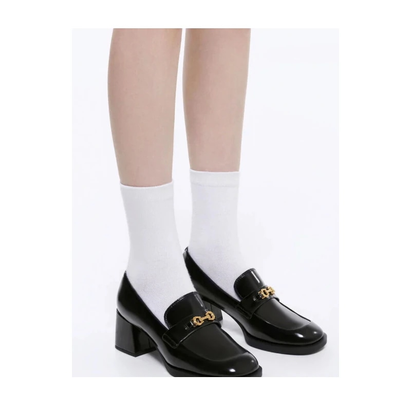 [IVE チャンウォンヨンPICK]ヒール ローファー パンプス - ブラック