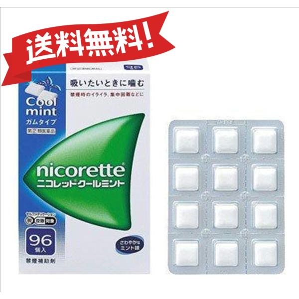 【指定第2類医薬品】ニコレットクールミント 96個 セルフメディケーション税制対象商品 【ゆうパック】