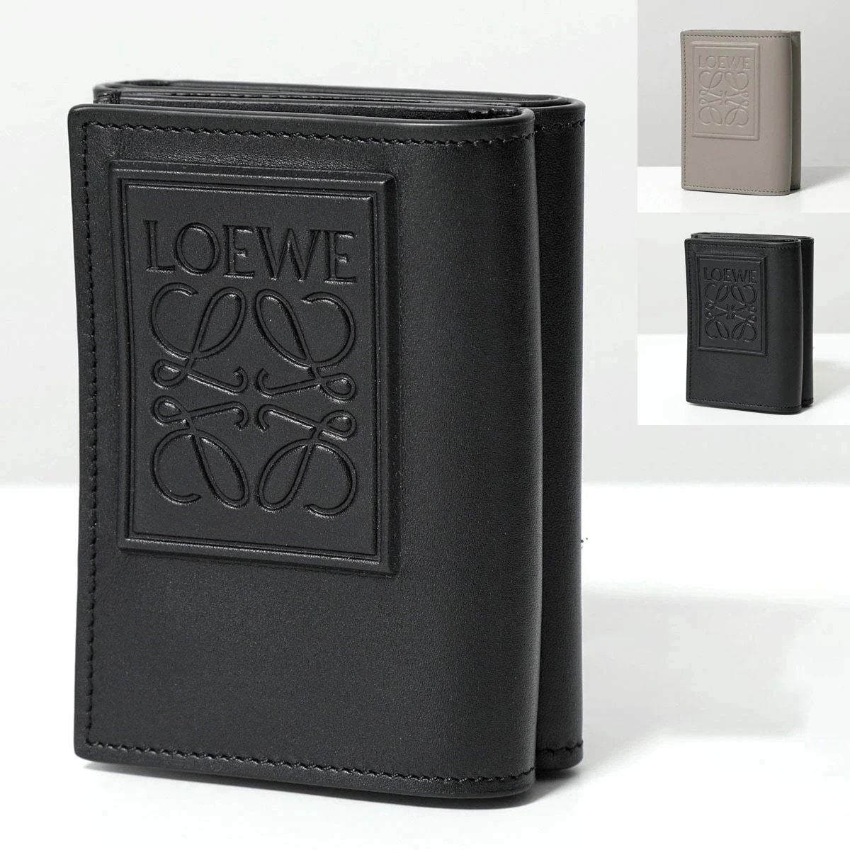 LOEWE ロエベ 三つ折り財布 TRIFOLD トライフォールド C565TR2X04 メンズ サテンカーフ レザー アナグラム ミニ財布 カラー6色