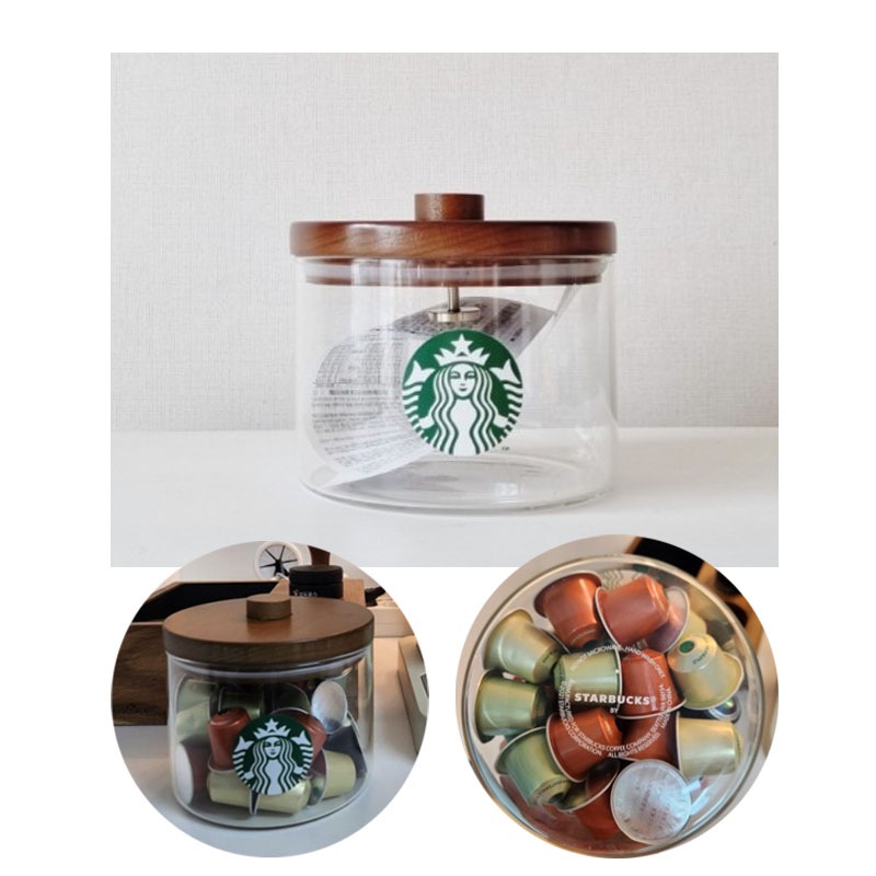 サイレン グラスコンテナ コーヒーカプセル保管箱 小物保管箱 コーヒー豆保管箱