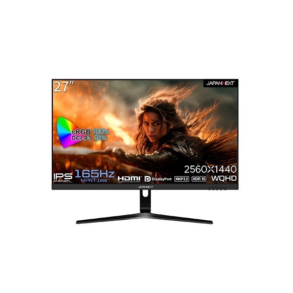 JAPANNEXT JN-27IPSG165WQHDR ゲーミング液晶ディスプレイ 27型/2560×1440/DP×1HDMI×2/ブラック/スピーカー1年保証