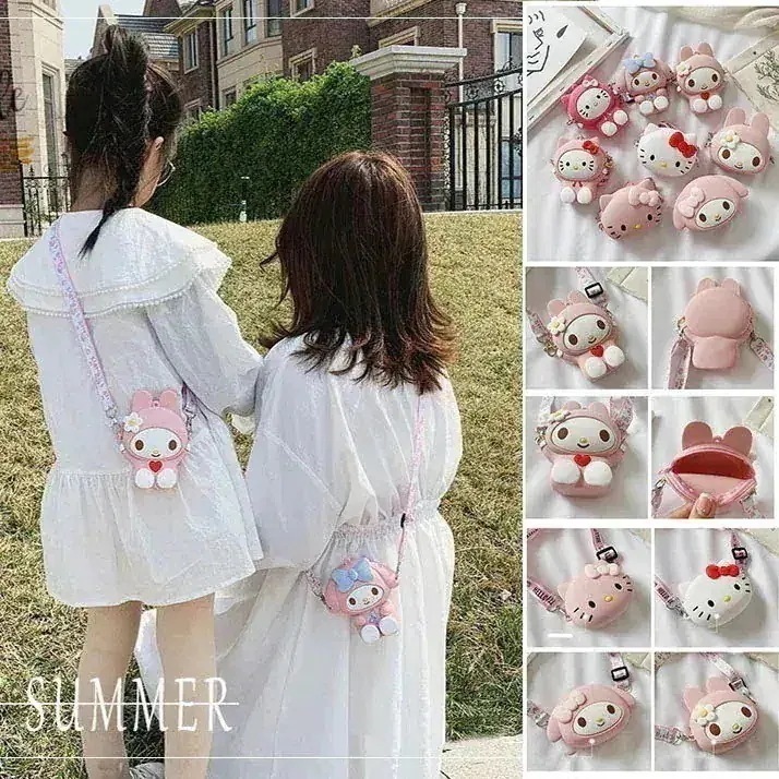 【1つ買うと10個もらえる】メガ割福袋2025新店舗の新作 シリコンショルダー 小銭入れコインケースバッグ 柔らかい 財布 多用途マイメロ マイメロディ キティちゃん子供用 キッズ小銭入れ167