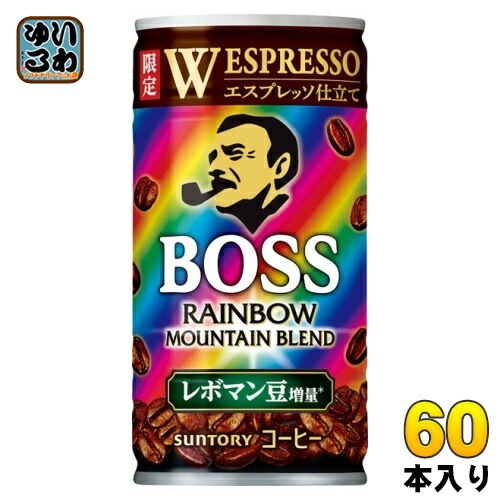サントリー BOSS ボス レインボーマウンテンブレンド 185g 缶 60本 (30本入×2 まとめ買い) 缶コーヒー 珈琲 コーヒー飲料