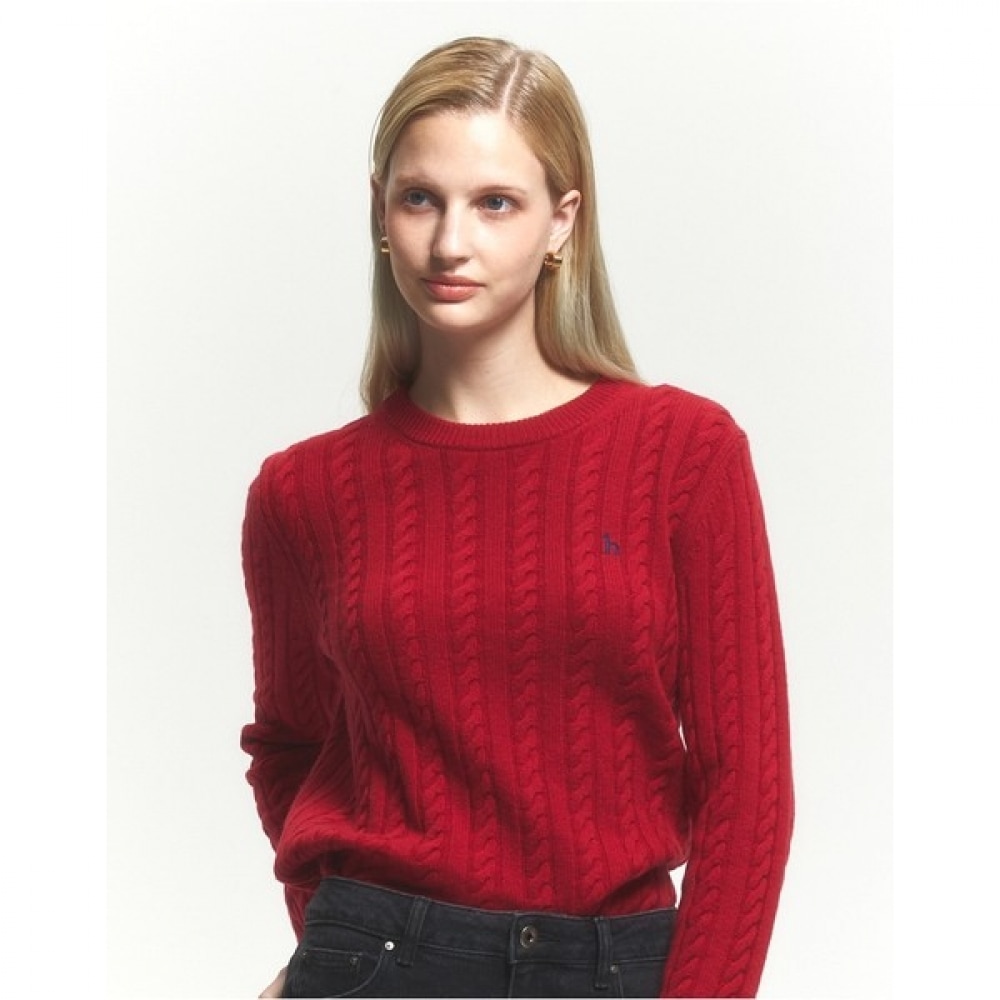 (ヘッジスレディース) 24FW ケーブルセーターレッド HSSW4DC85R2