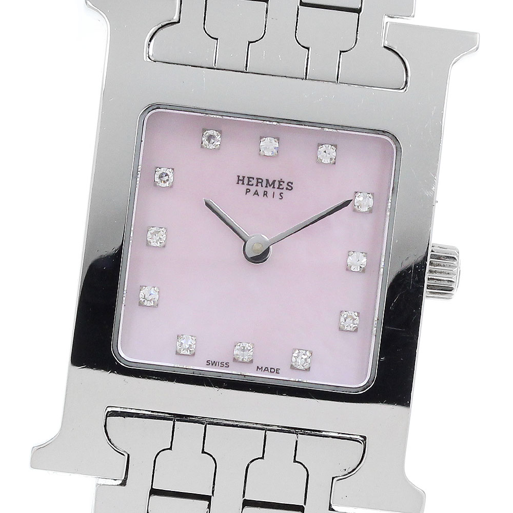 エルメス HERMES HH1.210 Hウォッチ 12Pダイヤ クォーツ レディース _917392【中古】