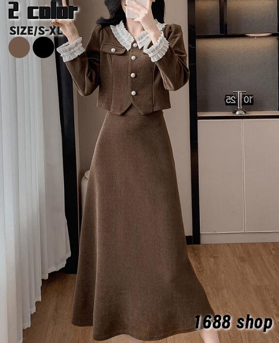 新作 2025　上下セット セットアップ トップス+スカート　2点セット シャツ　ハイウエストスカート　花柄　ジャケット　長袖シャツ　タイトスカート　ひざ丈スカート パーティー お嬢様 OL 上品 オ