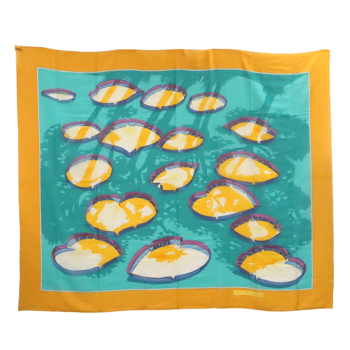 大判ストール スカーフ ショール パレオ 蓮の葉 コットン100% イエロー グリーン マルチカラ