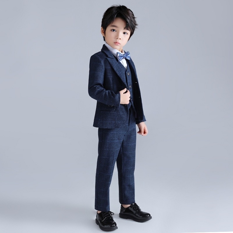 【即納】男の子のドレス新型子供のハンサムなスーツ英倫加厚男の子のスピーチ司会ピアノ公演服