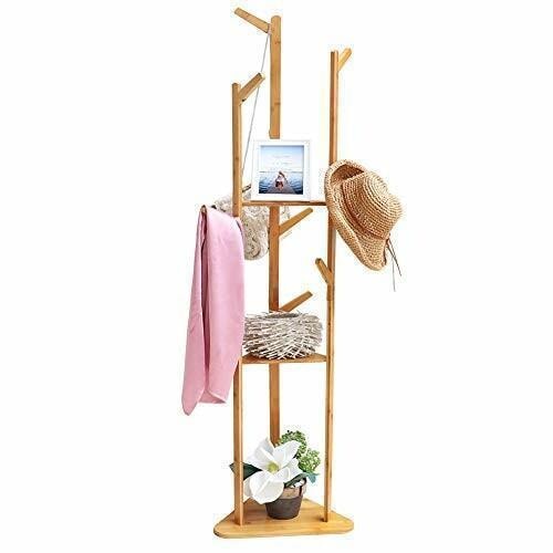 短納期ポールハンガー コートハンガー スリム ポールスタンド かばん洋服掛け 木製 北欧 アンティーク 頑丈