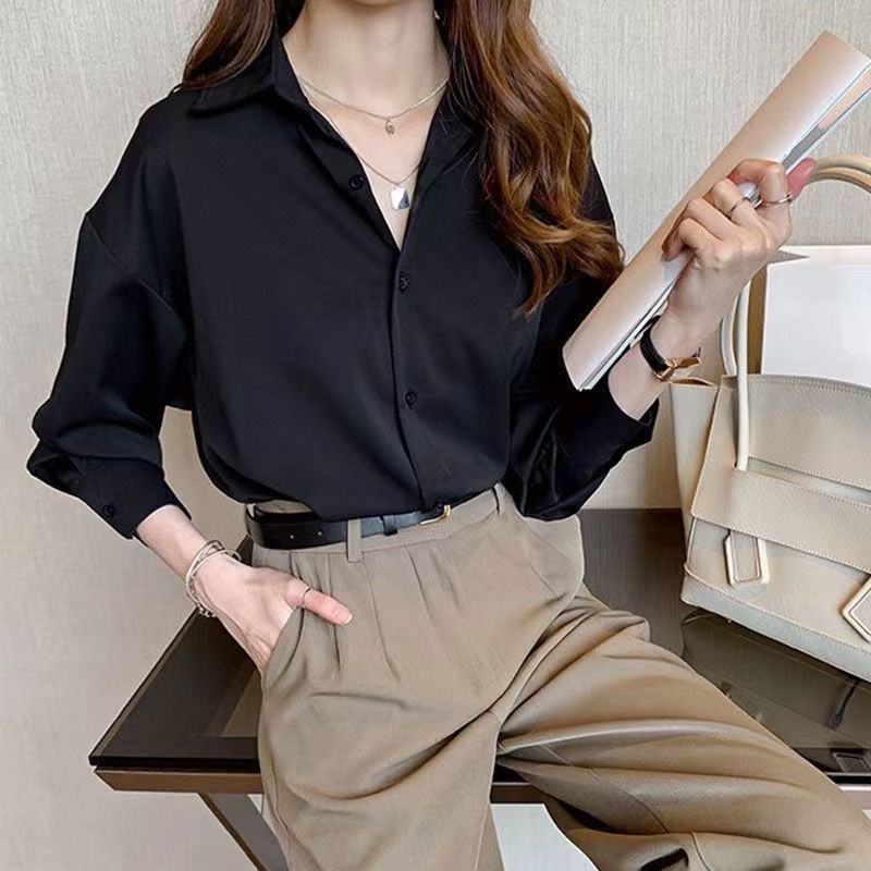 【1つ買うと10つ無料】女性のためのシャツ長袖ファッショナブルなゆるいカジュアルシャツドレープとハイエンドのドーパミン汎用気質