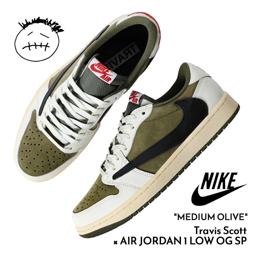 Travis Scott × NIKE トラヴィス スコット ナイキ エア ジョーダン ロー スニーカー AIR JORDAN 1 LOW OG SP MEDIUM OLIVE ( コラボ cactu 65,885円