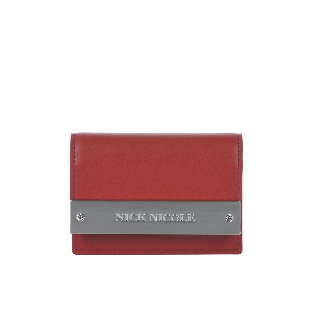 NICK&NICOLE クリスタル アコーディオン ウォレット_レッド バーガンディ