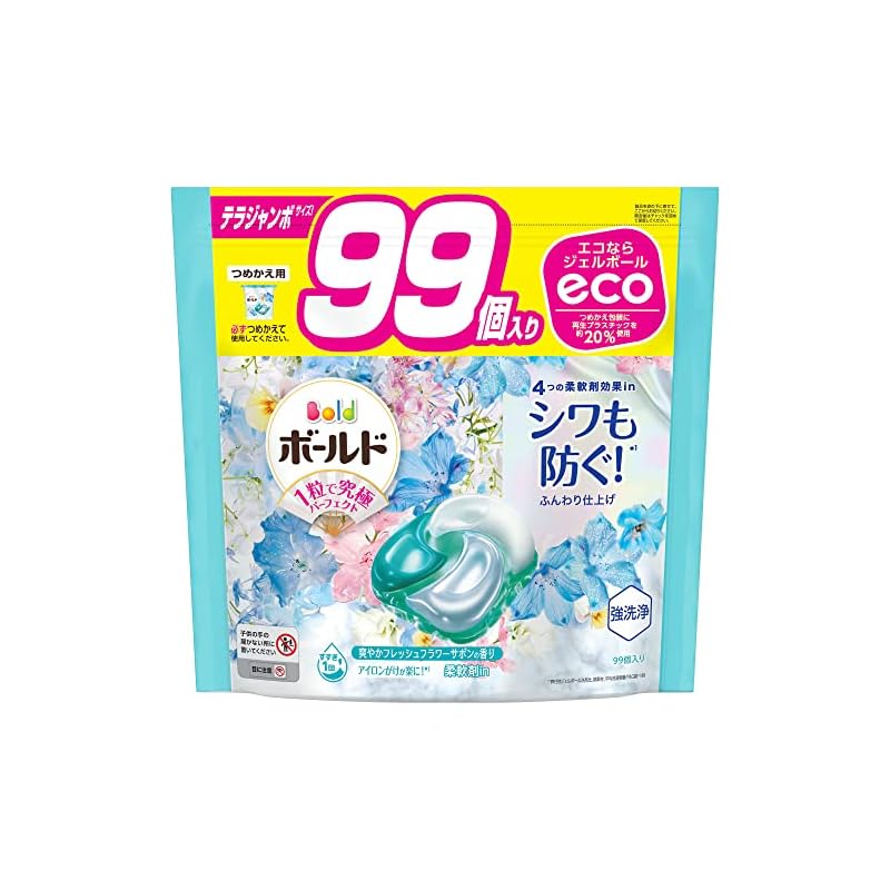 【3日以内発送】[大容量] ボールド ジェルボール 4D 洗濯洗剤 フレッシュフラワーサボン 詰め替え 99個