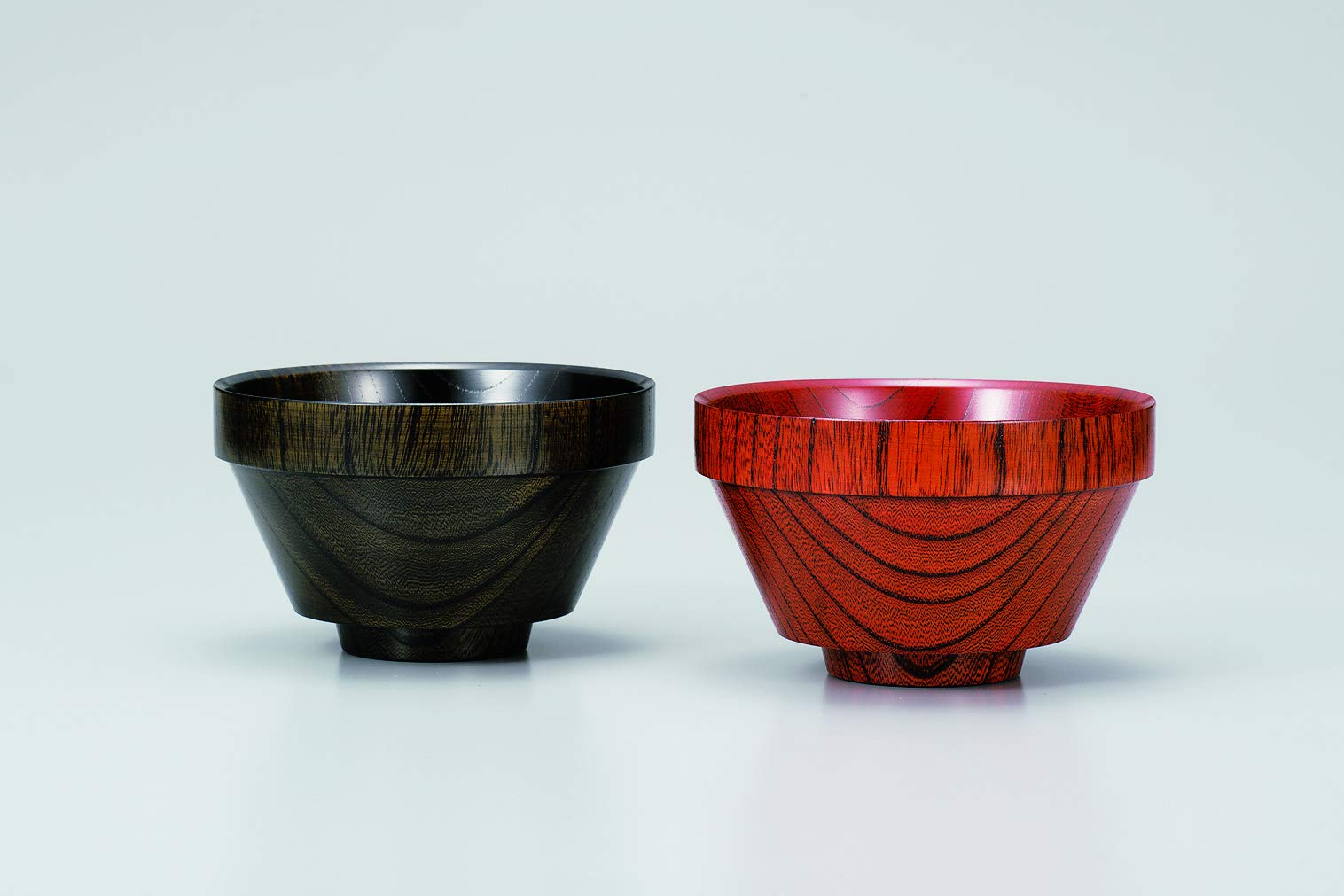 夫婦椀 スタキング 黒・赤 直径12.0cm 木製の器 黒拭漆 赤拭漆 34-1716