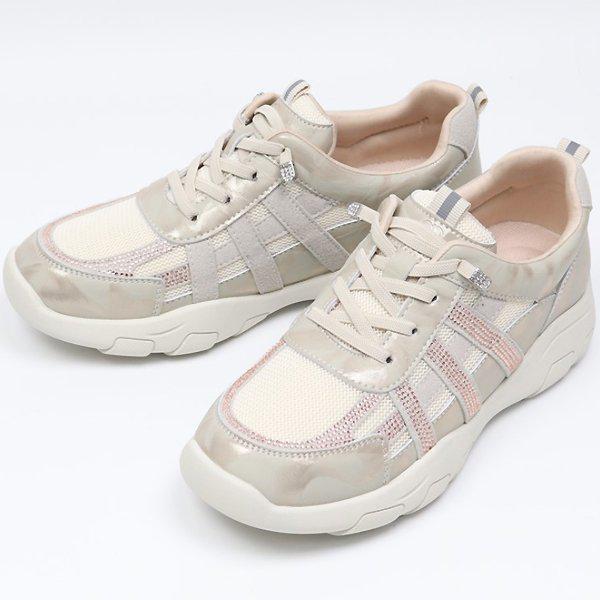 シューズ レザー メッシュ 女性 レディース スリッポン スニーカー 3.5cm sms2005_P420258948