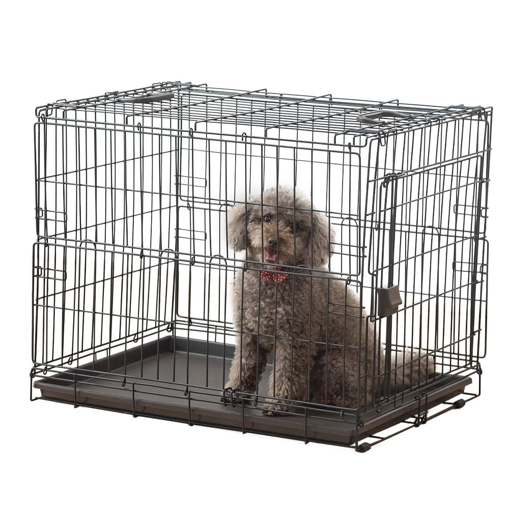 犬 猫 ケージ 折りたたみ アイアンブラック 中型犬用 幅54.5×奥行77×高さ60.5cm