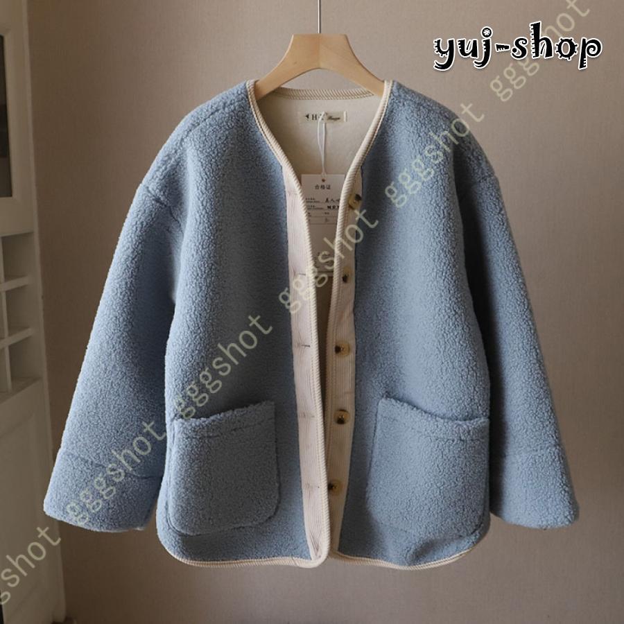 人気沸騰 新品 ボアコート レディース ボアジャケット 長袖 フリースジャケット もこもこ 防寒コート アウター ゆったり ノーカラー ボアブルゾン ドロップショルダー 5,795円