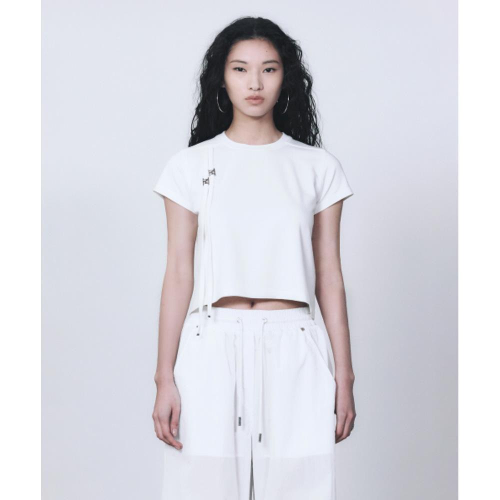 TREEMINGBIRD Double Strap Crop TShirts White TM2513TS0