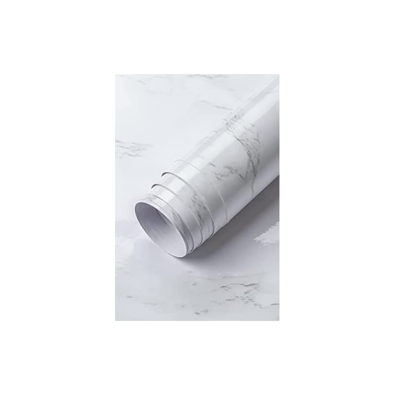 【DIYのプロ推薦】 大理石シート リメイクシート 壁紙シール 60500cm 厚手 防水 耐熱 (解説動画付) 白 グレー 光沢 はがせる おしゃれ キッチン 貼れるゾー