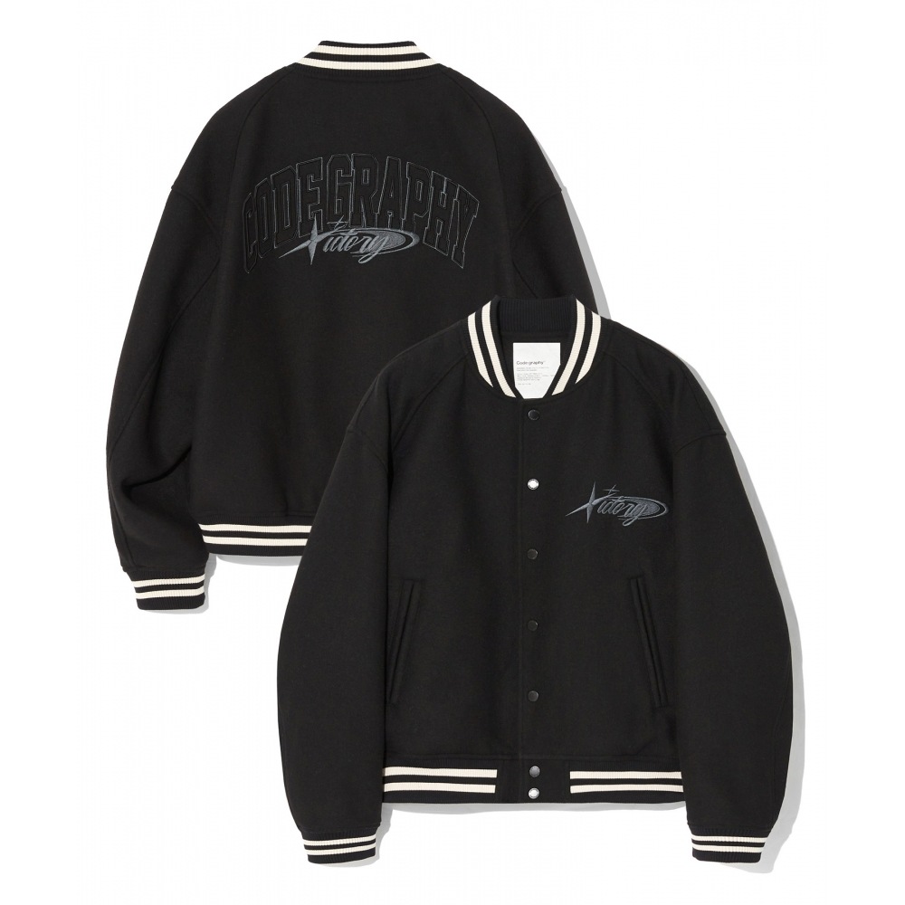 CODEGRAPHYビクトリーWOOLバシティジャケット_ブラック