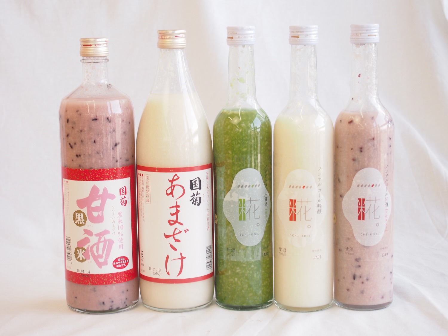 セレクト甘酒5本セット(国菊甘酒黒米900ml 国菊あまざけ900ml 一糀吟醸抹茶古代あまざけ