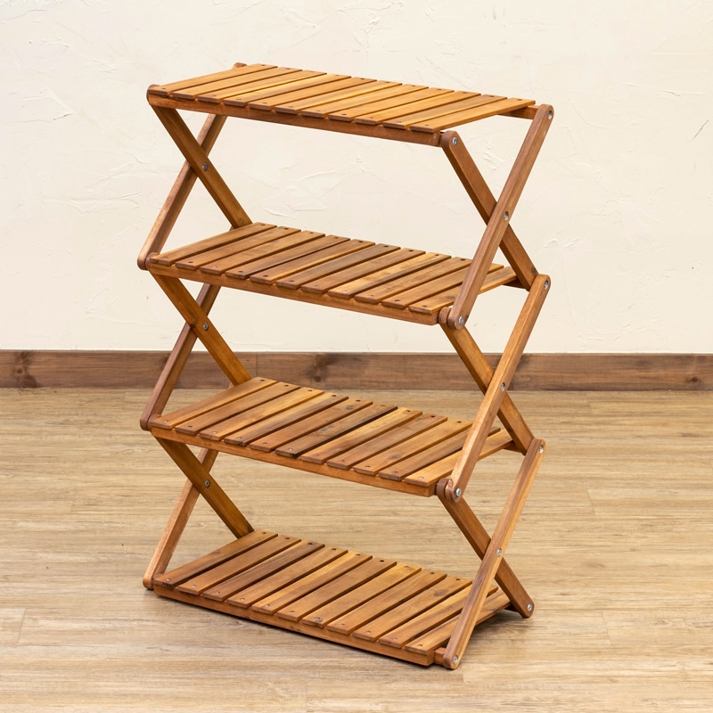 NEW　アカシア　折り畳みラック　4段　ワイド
