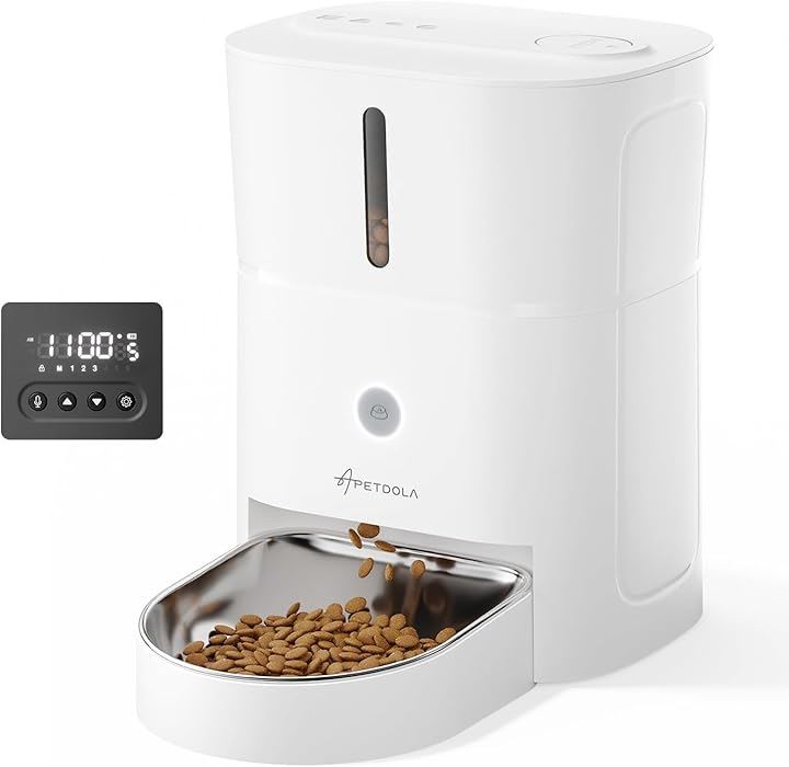 自動給餌器 猫 タイマー機能 音声録音 3L容量 2WAY給電 ステンレス皿 1日6食 犬用 ペット用 日本語説明書( ホワイト)