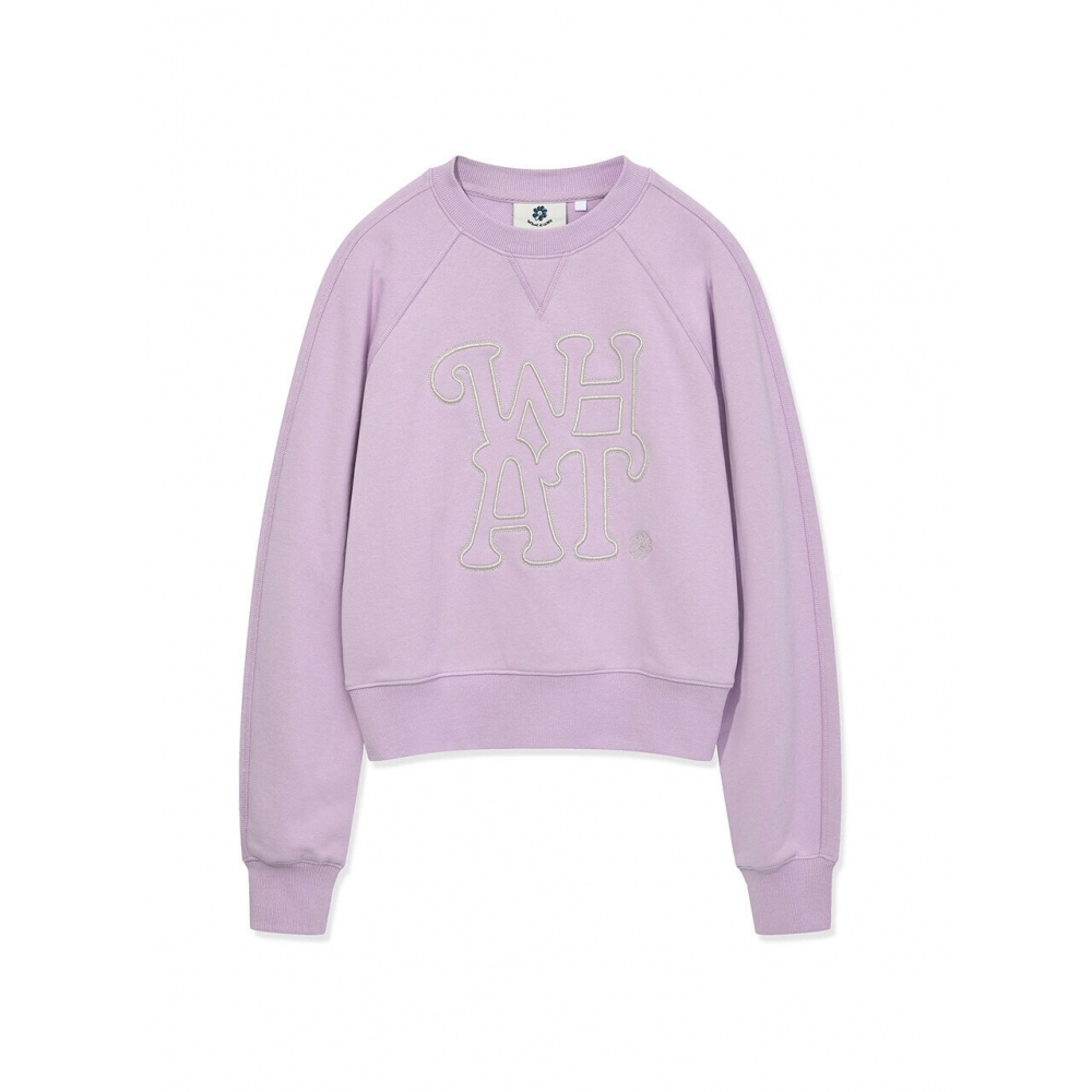 whatitisnt 女性用ボリュームエンブロイダリークロップスウェットシャツラベンダー